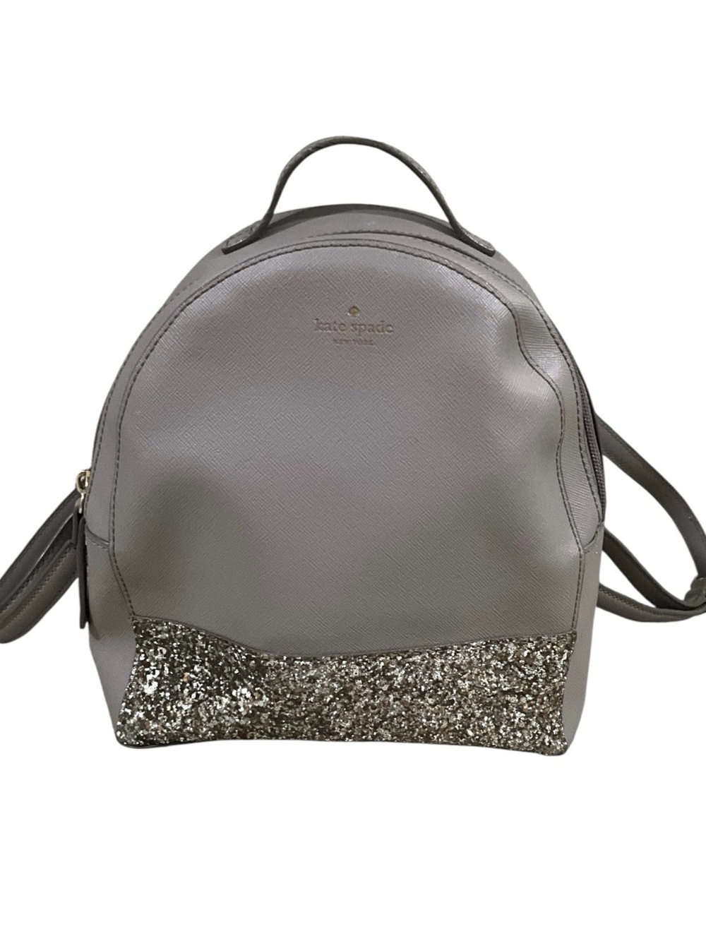 kate spade Taupe mini backpack with glitter trim